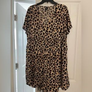 Xl LUNE Leopard Print Flutter Sleeve Dress
